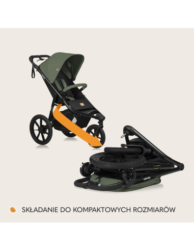 BN-LO-AZURA_GREEN_FOREST,Carucior sport, Lionelo, Azura, Cu 3 roti, Cu baldachin XXL impermeabil, Pliere compacta, Pana la 22 kg