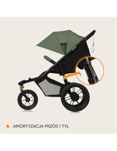 BN-LO-AZURA_GREEN_FOREST,Carucior sport, Lionelo, Azura, Cu 3 roti, Cu baldachin XXL impermeabil, Pliere compacta, Pana la 22 kg