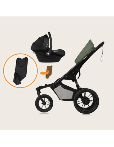 BN-LO-AZURA_GREEN_FOREST,Carucior sport, Lionelo, Azura, Cu 3 roti, Cu baldachin XXL impermeabil, Pliere compacta, Pana la 22 kg