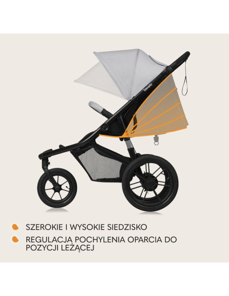 BN-LO-AZURA_GREY_STONE,Carucior sport, Lionelo, Azura, Cu 3 roti, Cu baldachin XXL impermeabil, Pliere compacta, Pana la 22 kg, 