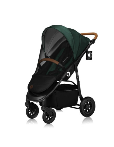 BN-LO-NATT_GREEN_EMERALD,Carucior sport, Lionelo, Natt, De la nastere, Cu accesorii si capotina XXL reglabila, 0 - 22 kg, Confor