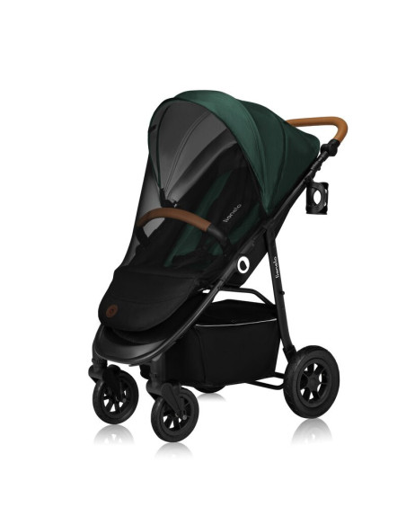 BN-LO-NATT_GREEN_EMERALD,Carucior sport, Lionelo, Natt, De la nastere, Cu accesorii si capotina XXL reglabila, 0 - 22 kg, Confor