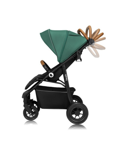BN-LO-NATT_GREEN_EMERALD,Carucior sport, Lionelo, Natt, De la nastere, Cu accesorii si capotina XXL reglabila, 0 - 22 kg, Confor