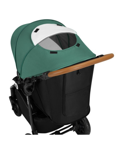 BN-LO-NATT_GREEN_EMERALD,Carucior sport, Lionelo, Natt, De la nastere, Cu accesorii si capotina XXL reglabila, 0 - 22 kg, Confor