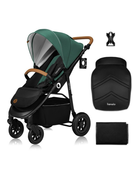 BN-LO-NATT_GREEN_EMERALD,Carucior sport, Lionelo, Natt, De la nastere, Cu accesorii si capotina XXL reglabila, 0 - 22 kg, Confor