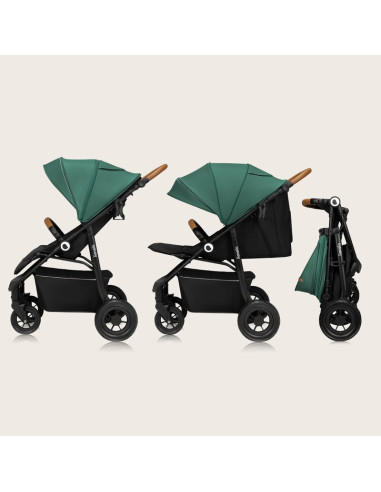 BN-LO-NATT_GREEN_EMERALD,Carucior sport, Lionelo, Natt, De la nastere, Cu accesorii si capotina XXL reglabila, 0 - 22 kg, Confor