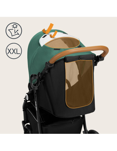 BN-LO-NATT_GREEN_EMERALD,Carucior sport, Lionelo, Natt, De la nastere, Cu accesorii si capotina XXL reglabila, 0 - 22 kg, Confor