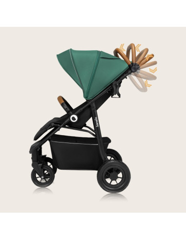 BN-LO-NATT_GREEN_EMERALD,Carucior sport, Lionelo, Natt, De la nastere, Cu accesorii si capotina XXL reglabila, 0 - 22 kg, Confor