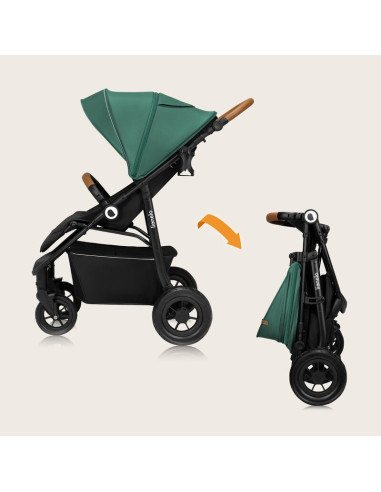 BN-LO-NATT_GREEN_EMERALD,Carucior sport, Lionelo, Natt, De la nastere, Cu accesorii si capotina XXL reglabila, 0 - 22 kg, Confor