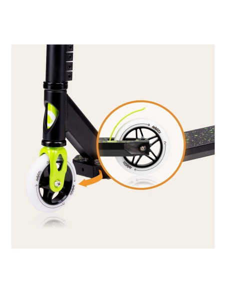 BN-LO-WHIZZ_GREEN_LIME_BLACK,Trotineta, Lionelo, Whizz, Pentru Acrobatii, Rulmenti ABEC-9, Sistemul de compresie IHC 9, 20 - 100