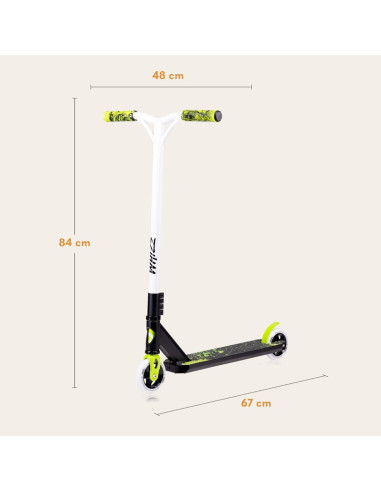 BN-LO-WHIZZ_GREEN_LIME_BLACK,Trotineta, Lionelo, Whizz, Pentru Acrobatii, Rulmenti ABEC-9, Sistemul de compresie IHC 9, 20 - 100