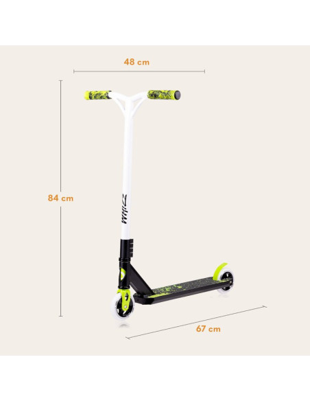 BN-LO-WHIZZ_GREEN_LIME_BLACK,Trotineta, Lionelo, Whizz, Pentru Acrobatii, Rulmenti ABEC-9, Sistemul de compresie IHC 9, 20 - 100