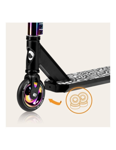 BN-LO-WHIZZ_NEO_BLACK_CARBON_MULTICOLOR,Trotineta, Lionelo, Whizz, Pentru Acrobatii, Rulmenti ABEC-9, Sistemul de compresie IHC 