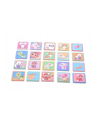 BN-80106,Joc de memorie, Joueco, Animale salbatice, 40 de cartonase, Din carton, 3 ani+, Multicolor