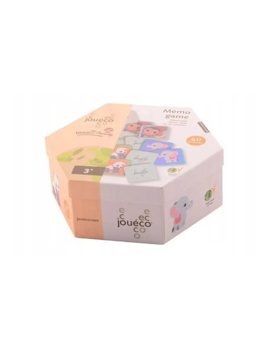 BN-80106,Joc de memorie, Joueco, Animale salbatice, 40 de cartonase, Din carton, 3 ani+, Multicolor