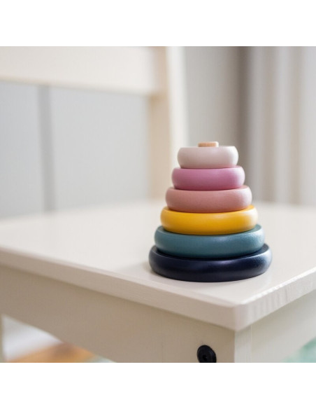 BN-610728,Jucarie de stivuire, Petite&Mars, Turn Orbit Wood of Mars, 10 cm, 36 luni+, Multicolor