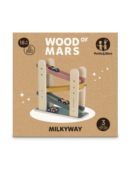 BN-610726,Pista de masini, Petite&Mars, Milky Way Wood of Mars, Cu 3 masinute, 18 luni+, Multicolor