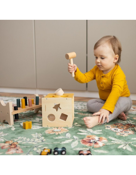 BN-610730,Cub de activitati, Petite&Mars, Gravity Wood of Mars, Cu 12 piese, 12 luni+, Multicolor