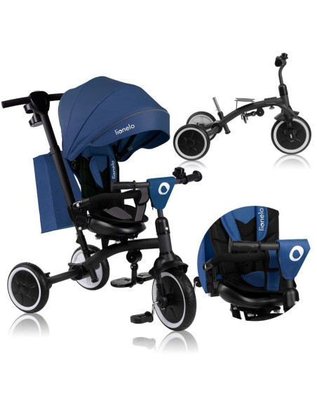 BN-LO-TRIS_PLUS_BLUE_DENIM,Tricicleta copii, Lionelo, Tris Plus, Ultrapliabila, Multifunctionala, Pana la 25 kg, Inclinare spata