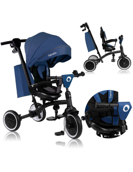 BN-LO-TRIS_PLUS_BLUE_DENIM,Tricicleta copii, Lionelo, Tris Plus, Ultrapliabila, Multifunctionala, Pana la 25 kg, Inclinare spata