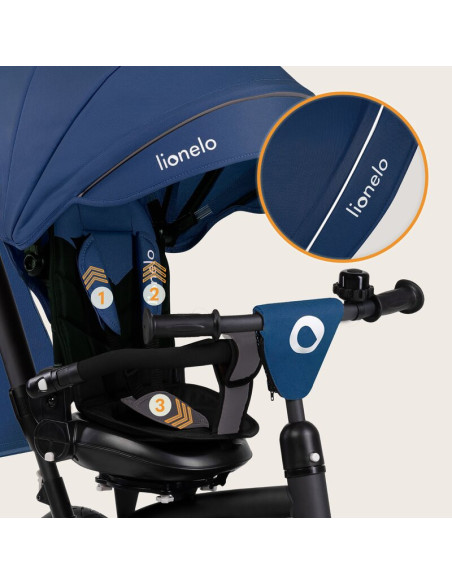 BN-LO-TRIS_PLUS_BLUE_DENIM,Tricicleta copii, Lionelo, Tris Plus, Ultrapliabila, Multifunctionala, Pana la 25 kg, Inclinare spata