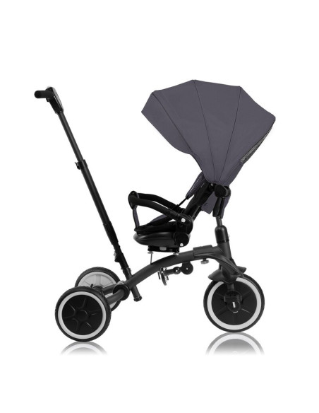 BN-LO-TRIS_PLUS_GREY_STONE,Tricicleta copii, Lionelo, Tris Plus, Ultrapliabila, Multifunctionala, Pana la 25 kg, Inclinare spata