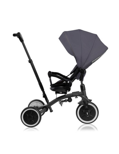 BN-LO-TRIS_PLUS_GREY_STONE,Tricicleta copii, Lionelo, Tris Plus, Ultrapliabila, Multifunctionala, Pana la 25 kg, Inclinare spata
