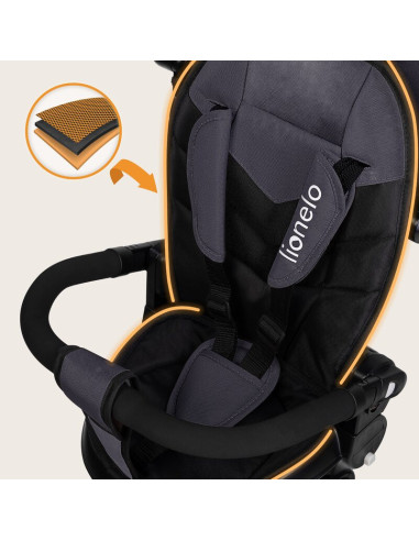 BN-LO-TRIS_PLUS_GREY_STONE,Tricicleta copii, Lionelo, Tris Plus, Ultrapliabila, Multifunctionala, Pana la 25 kg, Inclinare spata