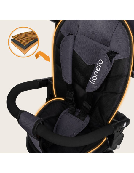 BN-LO-TRIS_PLUS_GREY_STONE,Tricicleta copii, Lionelo, Tris Plus, Ultrapliabila, Multifunctionala, Pana la 25 kg, Inclinare spata