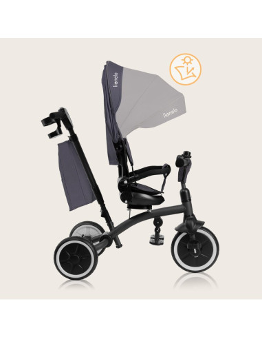 BN-LO-TRIS_PLUS_GREY_STONE,Tricicleta copii, Lionelo, Tris Plus, Ultrapliabila, Multifunctionala, Pana la 25 kg, Inclinare spata