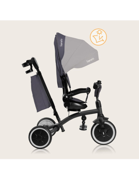 BN-LO-TRIS_PLUS_GREY_STONE,Tricicleta copii, Lionelo, Tris Plus, Ultrapliabila, Multifunctionala, Pana la 25 kg, Inclinare spata