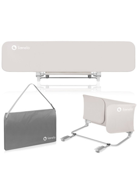 BN-LO-LORA_XL_BEIGE_SAND,Bariera de protectie pentru pat, Lionelo, Lora XL, Pliabila, Sistem de blocare StandSafe, Geanta de tra