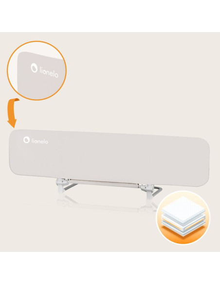 BN-LO-LORA_XL_BEIGE_SAND,Bariera de protectie pentru pat, Lionelo, Lora XL, Pliabila, Sistem de blocare StandSafe, Geanta de tra