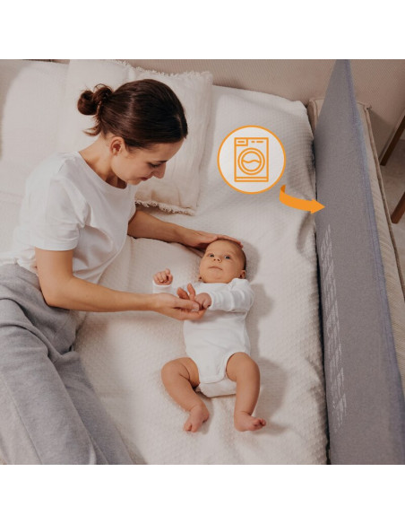 BN-LO-LORA_XL_BEIGE_SAND,Bariera de protectie pentru pat, Lionelo, Lora XL, Pliabila, Sistem de blocare StandSafe, Geanta de tra