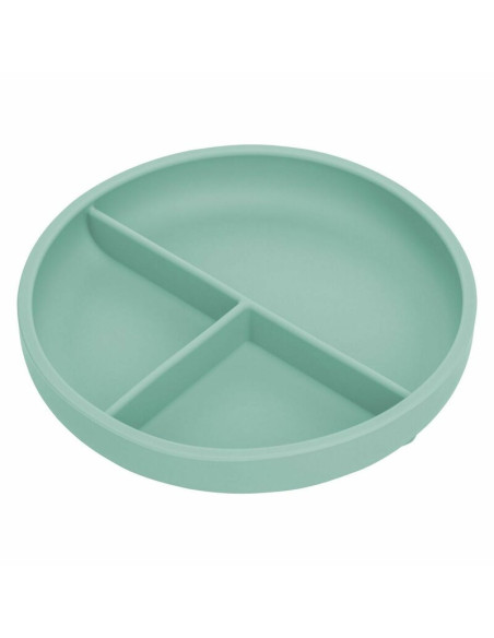 BN-49515,Farfurie compartimentata, FreeON, Rotunda, Cu ventuza si 3 compartimente, Silicon, Fara BPA, Diametru 18 cm, Inaltime 4