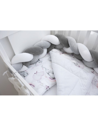 BN-50139,Protectie laterala, Bubaba, Pentru patut bebe, Tip Bumper impletit, Din bumbac, 235x15 cm, Conform cu standardul europe