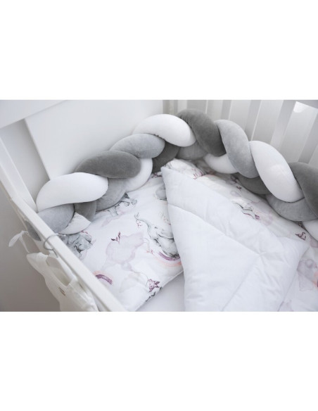 BN-50139,Protectie laterala, Bubaba, Pentru patut bebe, Tip Bumper impletit, Din bumbac, 235x15 cm, Conform cu standardul europe