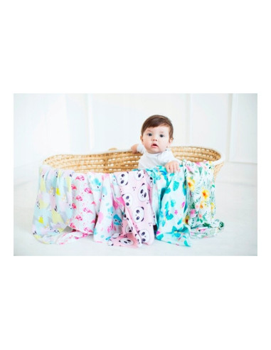 BN-BL211,Scutec din bambus, Bocioland, Pears, Material certificat Oeko Tex Standard 100, Dimensiune mare, 75x75 cm, Multicolor