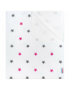 BN-34206,Scutec impermeabil, New Baby, Din flanel, Cu multiple intrebuintari, Dimensiune 57x47 cm, Pink Stars