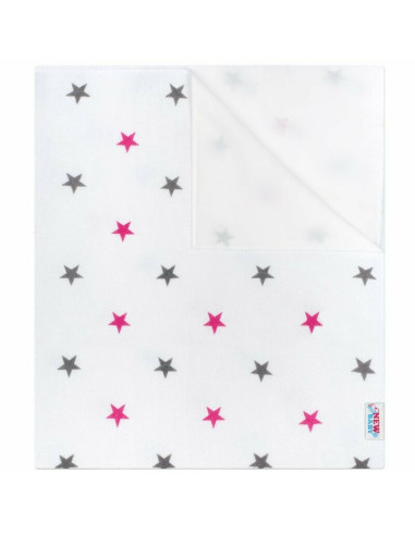 BN-34206,Scutec impermeabil, New Baby, Din flanel, Cu multiple intrebuintari, Dimensiune 57x47 cm, Pink Stars