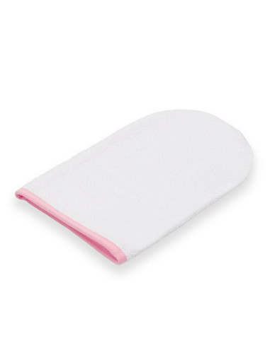 BN-56252,Set prosop cu gluga si manusa baie, New Baby, Dimensiune mare 100 x 100 cm, Basic, White-pink