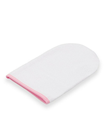 BN-56252,Set prosop cu gluga si manusa baie, New Baby, Dimensiune mare 100 x 100 cm, Basic, White-pink