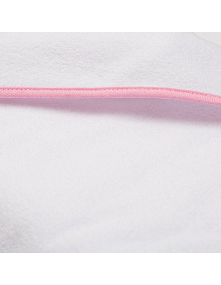 BN-56252,Set prosop cu gluga si manusa baie, New Baby, Dimensiune mare 100 x 100 cm, Basic, White-pink