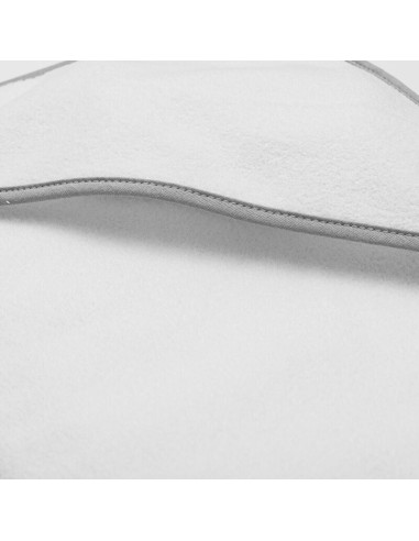 BN-56253,Set prosop cu gluga si manusa baie, New Baby, Dimensiune mare 100 x 100 cm, Basic, White-Gray