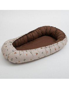 BN-50875,Baby Nest, New Baby, Multifunctional, Cu siret pentru ajustare, Din 100% bumbac, 88x50 cm, 0-3 luni, Natura Funghi