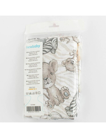 BN-56184,Set 3 scutece, New Baby, Multifunctionale, Din bumbac 100%, Material certificate Oeko Tex Standard 10070x80 cm, Multico