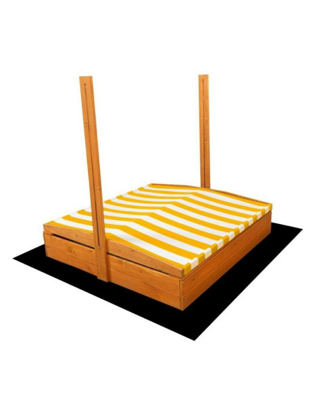 BN-56236,Lada de nisip, New Baby, Cu acoperis, Cu coborare completa a acoperisului, 120 x 120 x 120 cm, Yellow-White