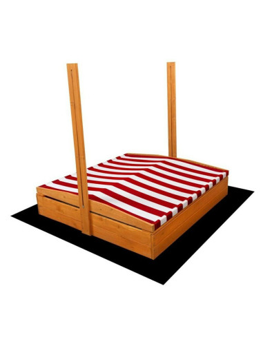 BN-56237,Lada de nisip, New Baby, Cu acoperis, Cu coborare completa a acoperisului, 120 x 120 x 120 cm, Red-White