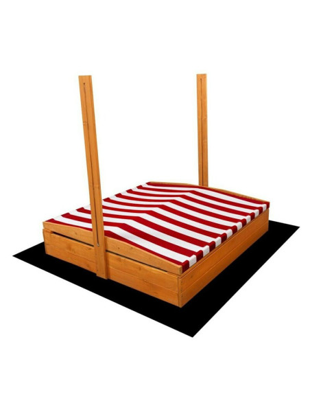 BN-56237,Lada de nisip, New Baby, Cu acoperis, Cu coborare completa a acoperisului, 120 x 120 x 120 cm, Red-White