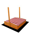 BN-56237,Lada de nisip, New Baby, Cu acoperis, Cu coborare completa a acoperisului, 120 x 120 x 120 cm, Red-White
